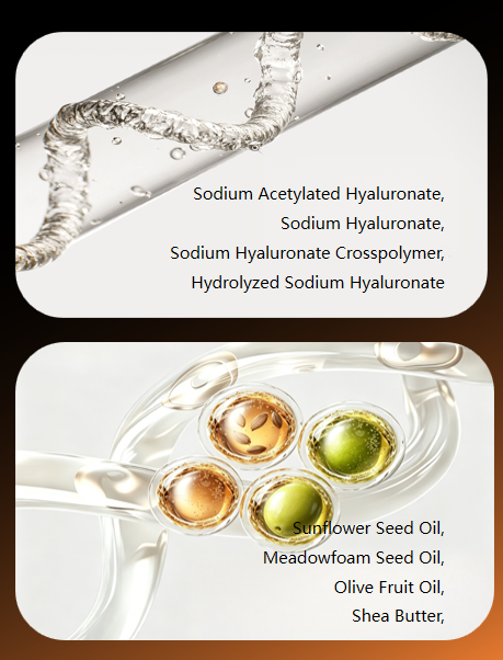 กรดไฮยาลูรอนิกเข้มข้น 4 เท่า และน้ำมันพืช Quadruple hyaluronic acid&vegetable oil